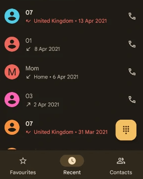 get recent call history on android