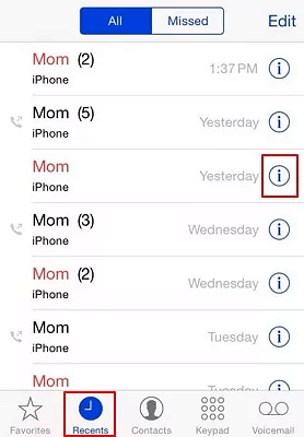 get recent call history on ios