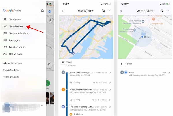 How to see location history in google maps for iphone