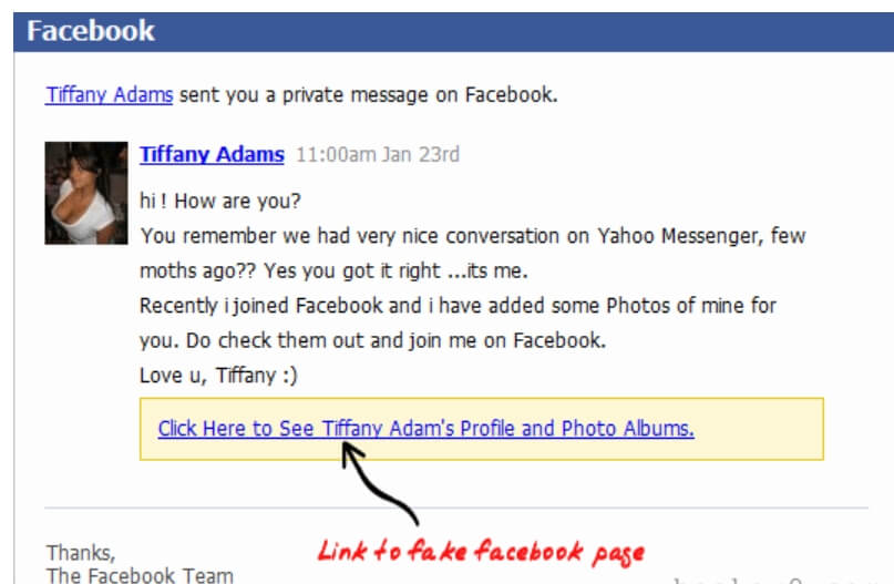 Phishing Emails to hack facebook account