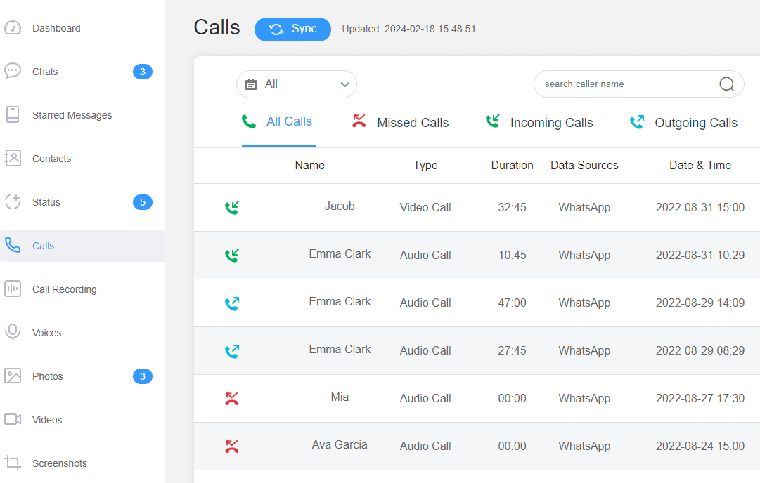 How to check WhatsApp call history of others