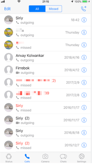 how to get WhatsApp Call history