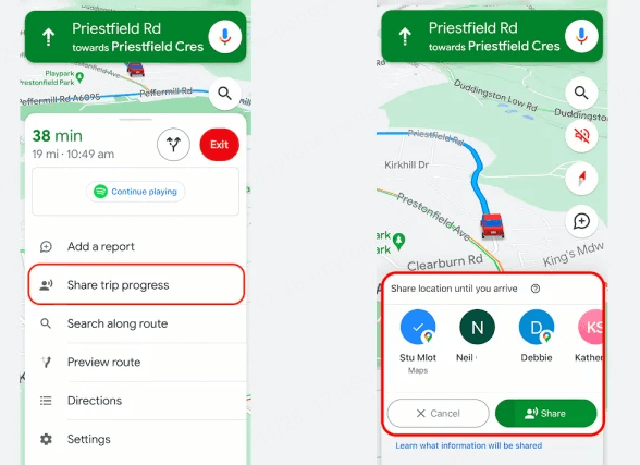 how to track android from iphone via google map location sharing