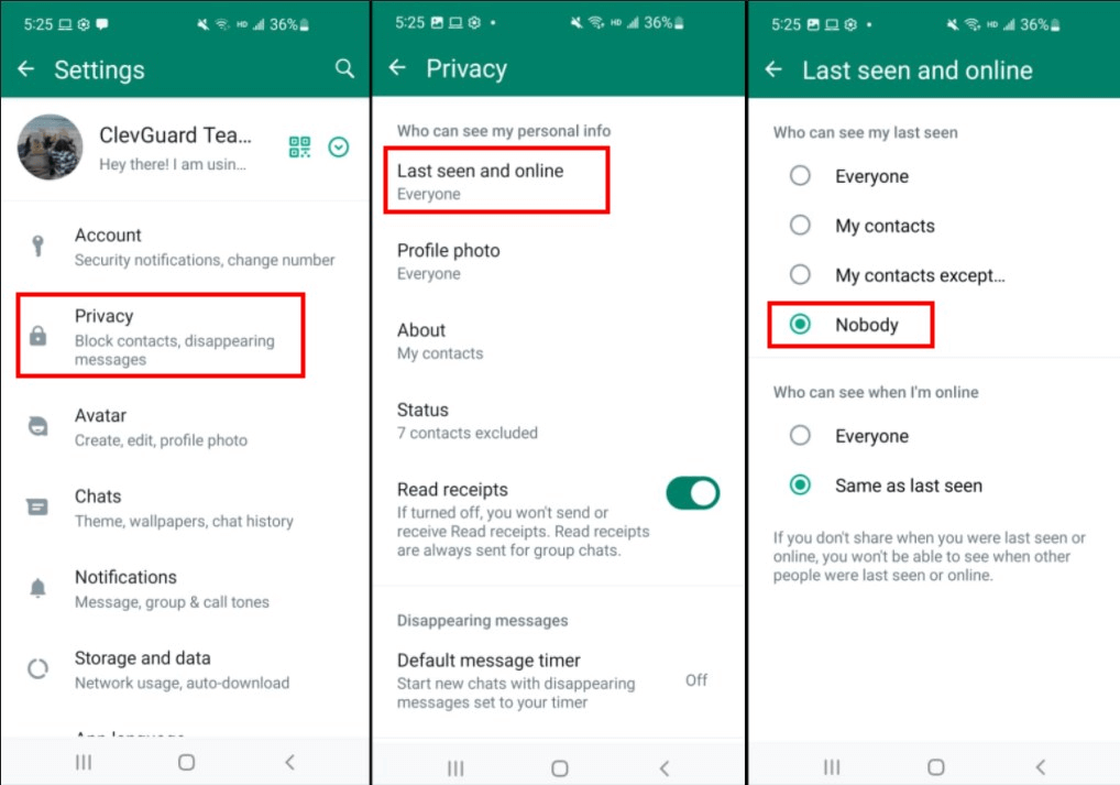 hide WhatsApp last seen on Android