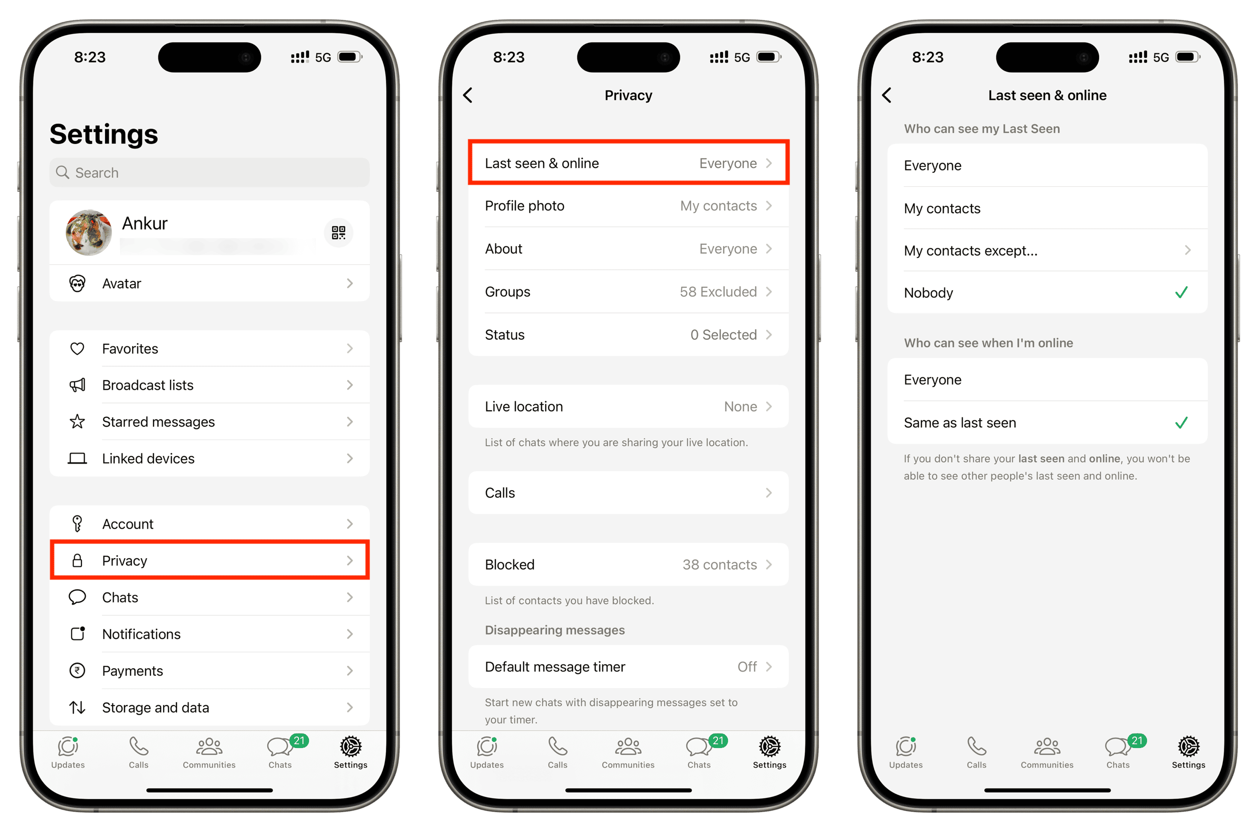 hide WhatsApp last seen on ios