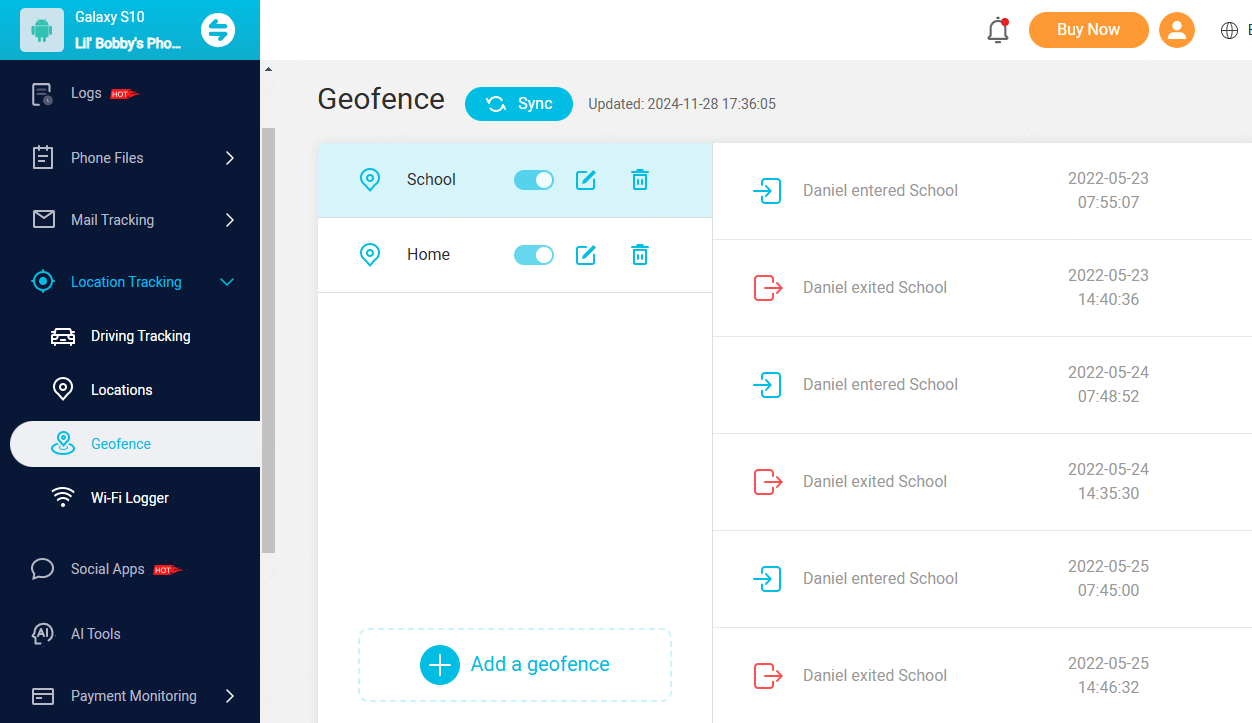 set geofence