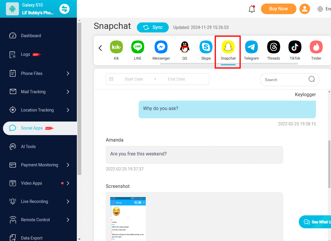 how to find out who someone snapchats with kidsguard pro