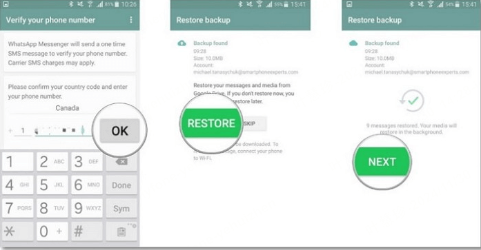 restore WhatsApp backup from Google Drive