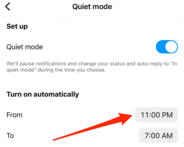 does quiet mode on instagram turn on automatically