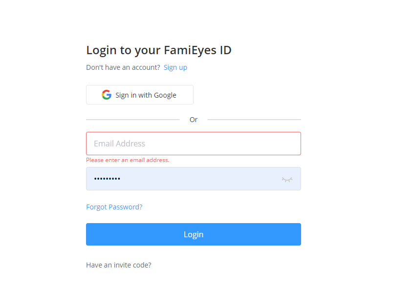 login FamiEyes account