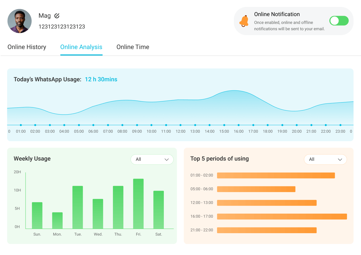 track Track WhatsApp online activity 