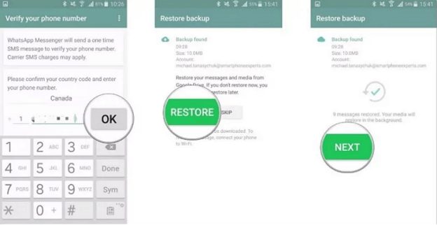 Restore whatsapp calls from Google Drive