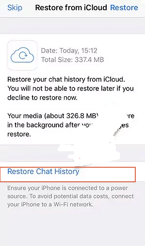 Restore whatsapp calls from icloud